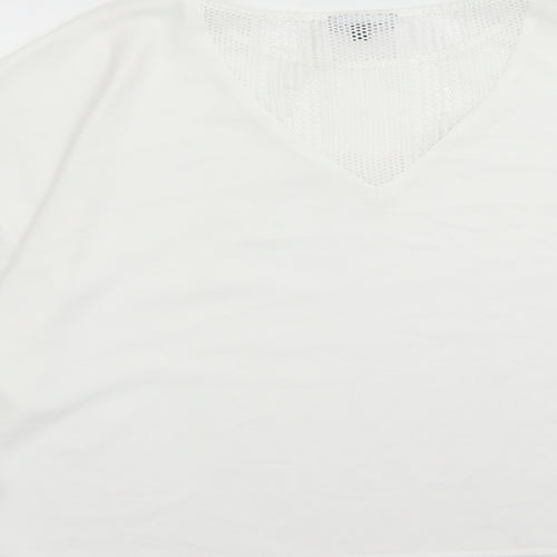 Warehouse Womens White Polyester Basic Blouse Size 10 Round Neck - Sequin Detail