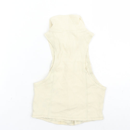 Urban Outfitters Womens Beige Cotton Cropped Polo Size S Collared