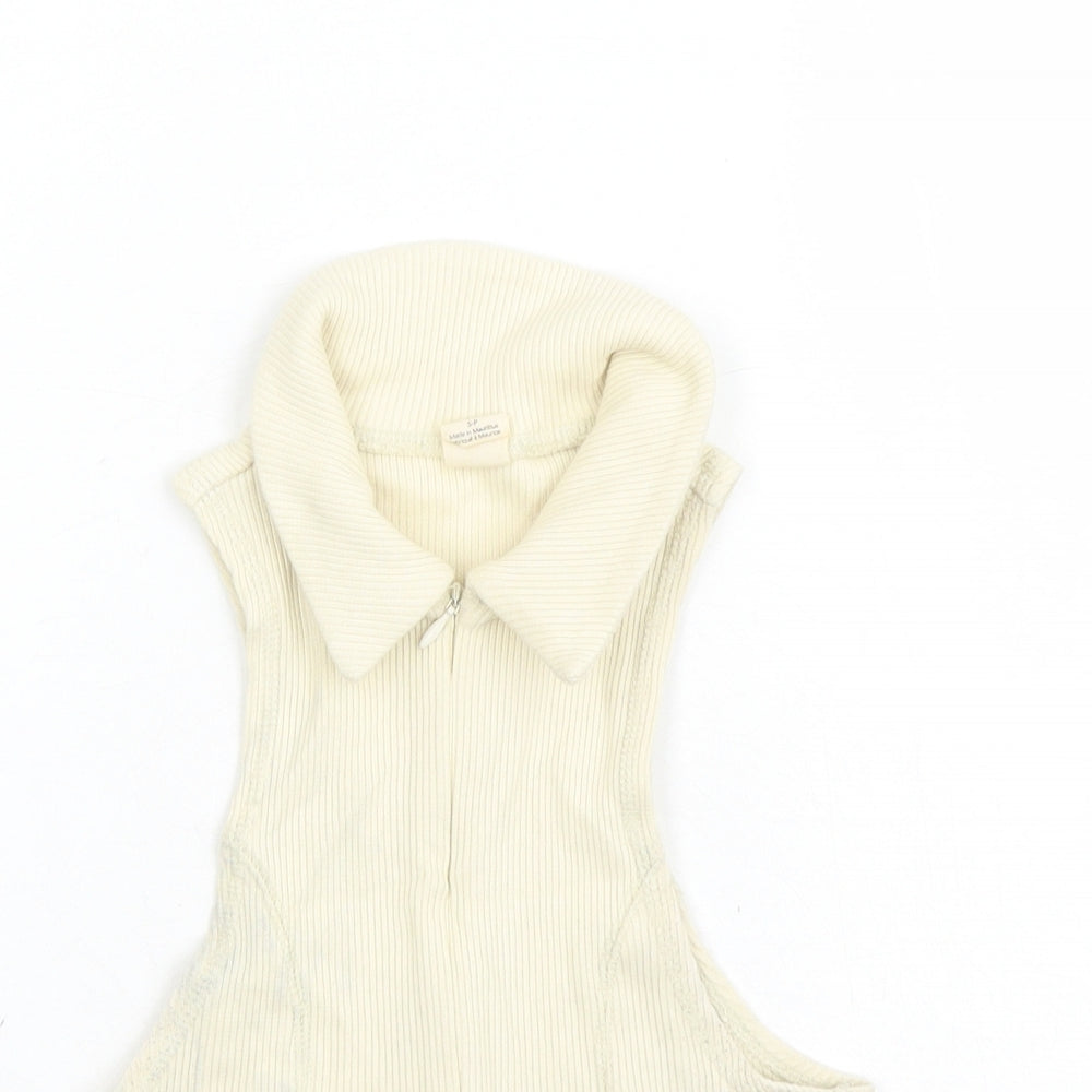 Urban Outfitters Womens Beige Cotton Cropped Polo Size S Collared