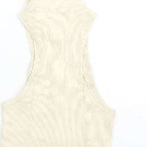 Urban Outfitters Womens Beige Cotton Cropped Polo Size S Collared