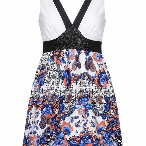 Closet Womens Multicoloured Floral Polyester A-Line Size 12 V-Neck Zip - Sequin Detail Lined