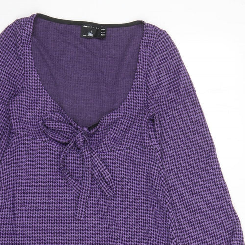 ASOS Womens Purple Houndstooth Polyester Fit & Flare Size 4 Scoop Neck Pullover