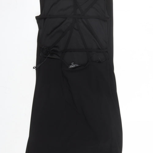 Miss Selfridge Womens Black Polyester Mini Size 12 Collared Pullover