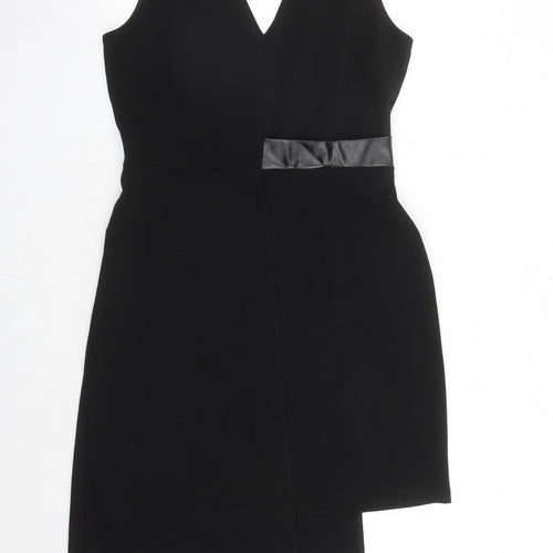 Amazing London Womens Black Polyester A-Line Size 10 V-Neck Zip