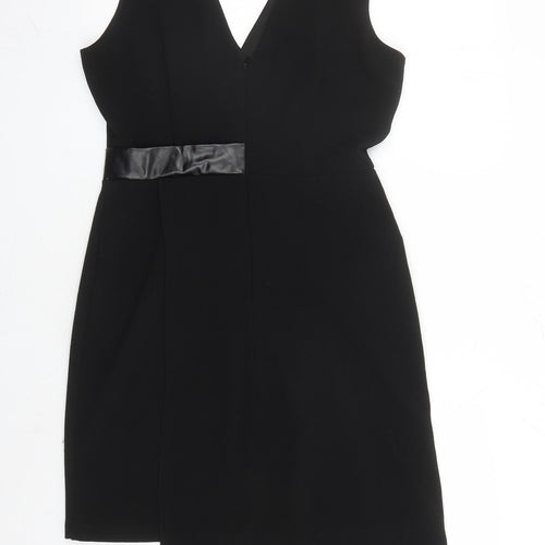 Amazing London Womens Black Polyester A-Line Size 10 V-Neck Zip
