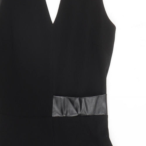 Amazing London Womens Black Polyester A-Line Size 10 V-Neck Zip