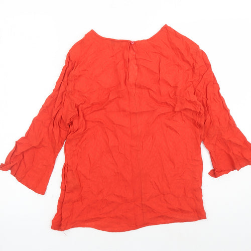 Warehouse Womens Red Geometric Viscose Basic Blouse Size 12 Round Neck
