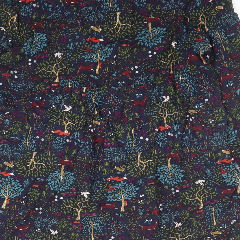 EWM Womens Blue Geometric Viscose Basic Blouse Size 16 V-Neck - Forrest Pattern