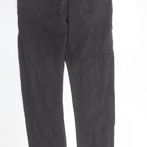 Marks and Spencer Mens Grey Cotton Straight Jeans Size 38 in L31 in Slim Zip