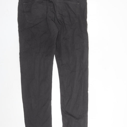Marks and Spencer Mens Grey Cotton Straight Jeans Size 38 in L31 in Slim Zip