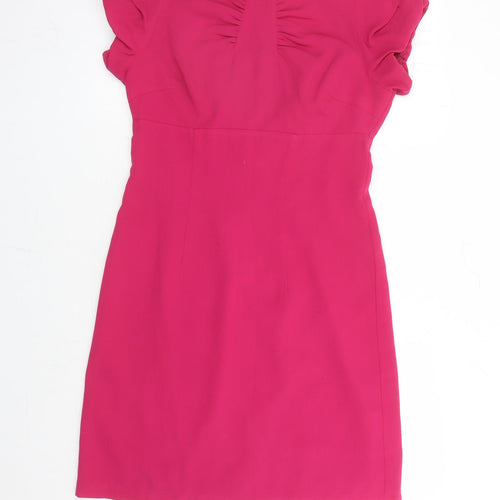Limited Collection Womens Pink Polyester A-Line Size 10 Round Neck Zip - Lined