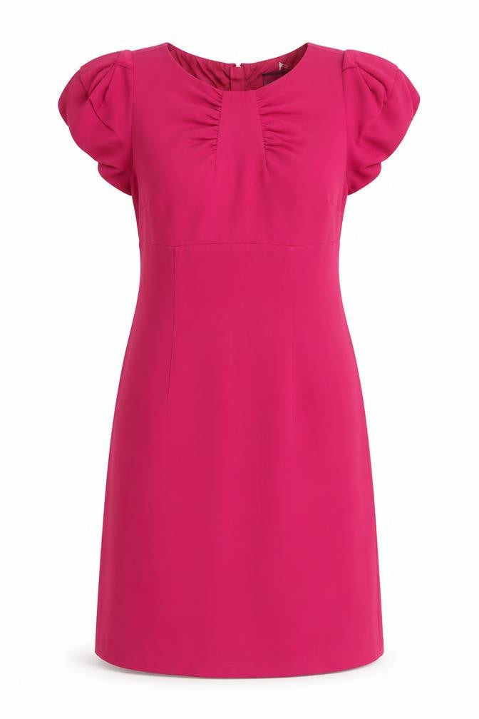 Front view of Limited Collection women’s pink polyester a-line, size UK 10, round neck zip - lined
