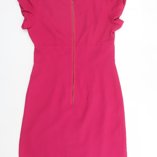 Limited Collection Womens Pink Polyester A-Line Size 10 Round Neck Zip - Lined