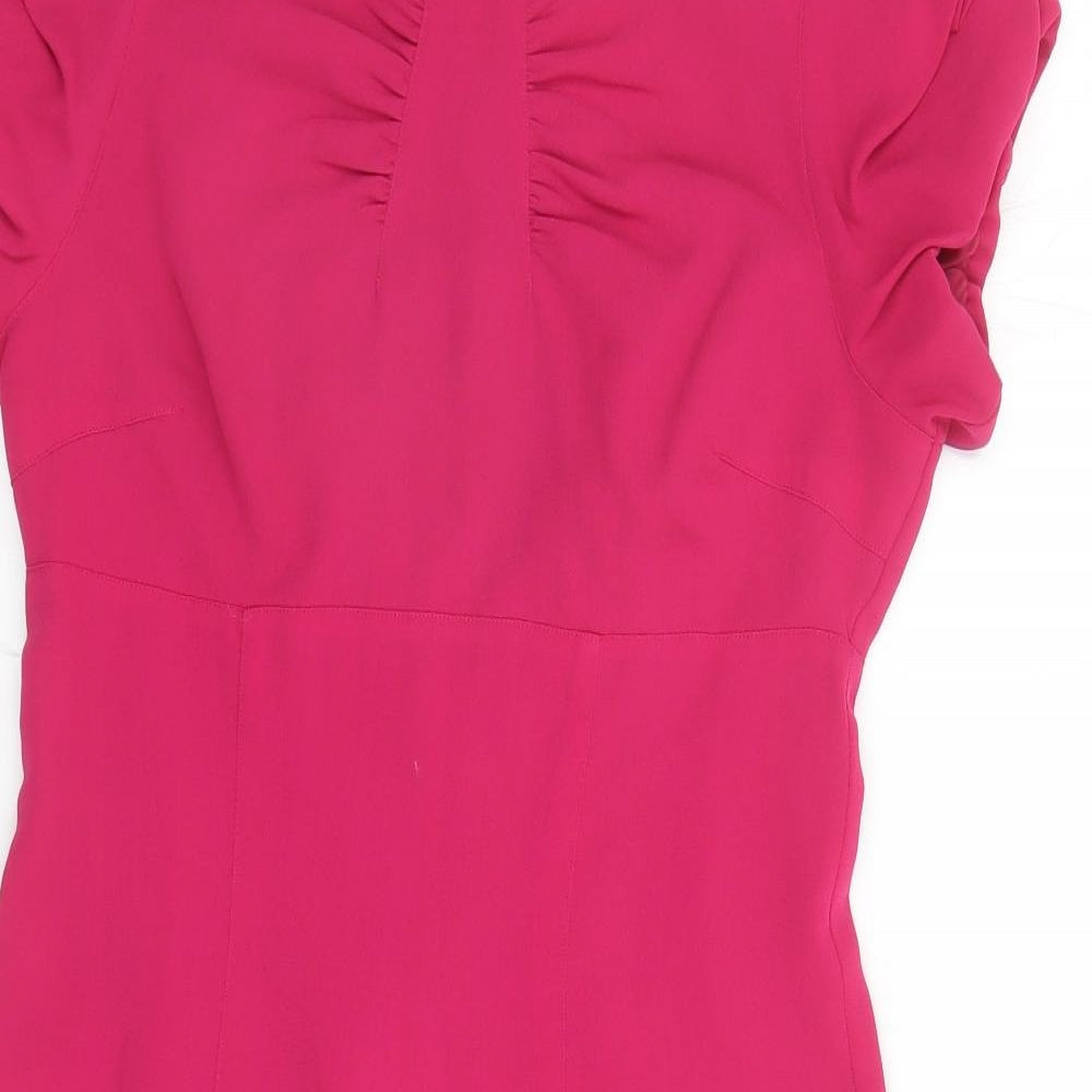 Limited Collection Womens Pink Polyester A-Line Size 10 Round Neck Zip - Lined