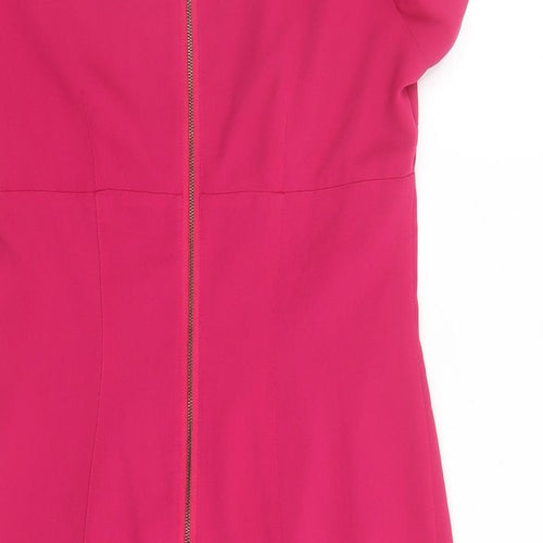 Limited Collection Womens Pink Polyester A-Line Size 10 Round Neck Zip - Lined