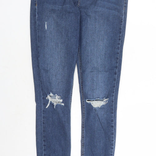 Topshop Womens Blue Cotton Skinny Jeans Size 30 in L30 in Regular Zip