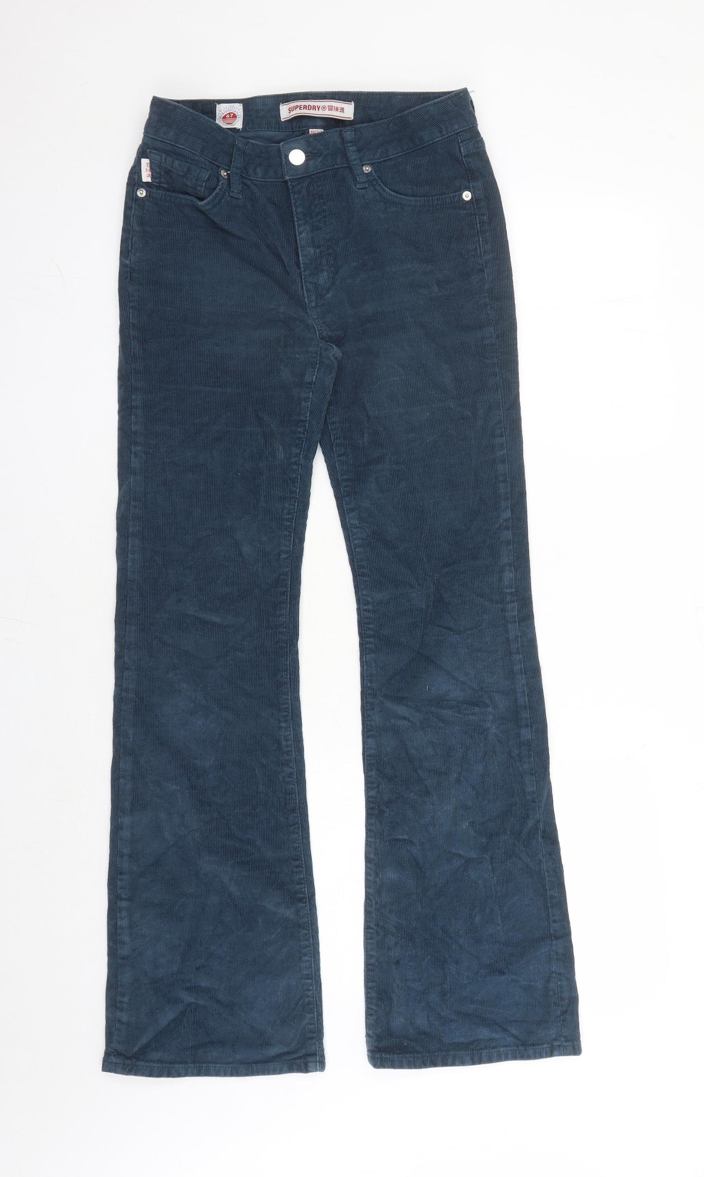 Superdry Womens Blue Cotton Trousers Size 28 in L30 in Regular Zip