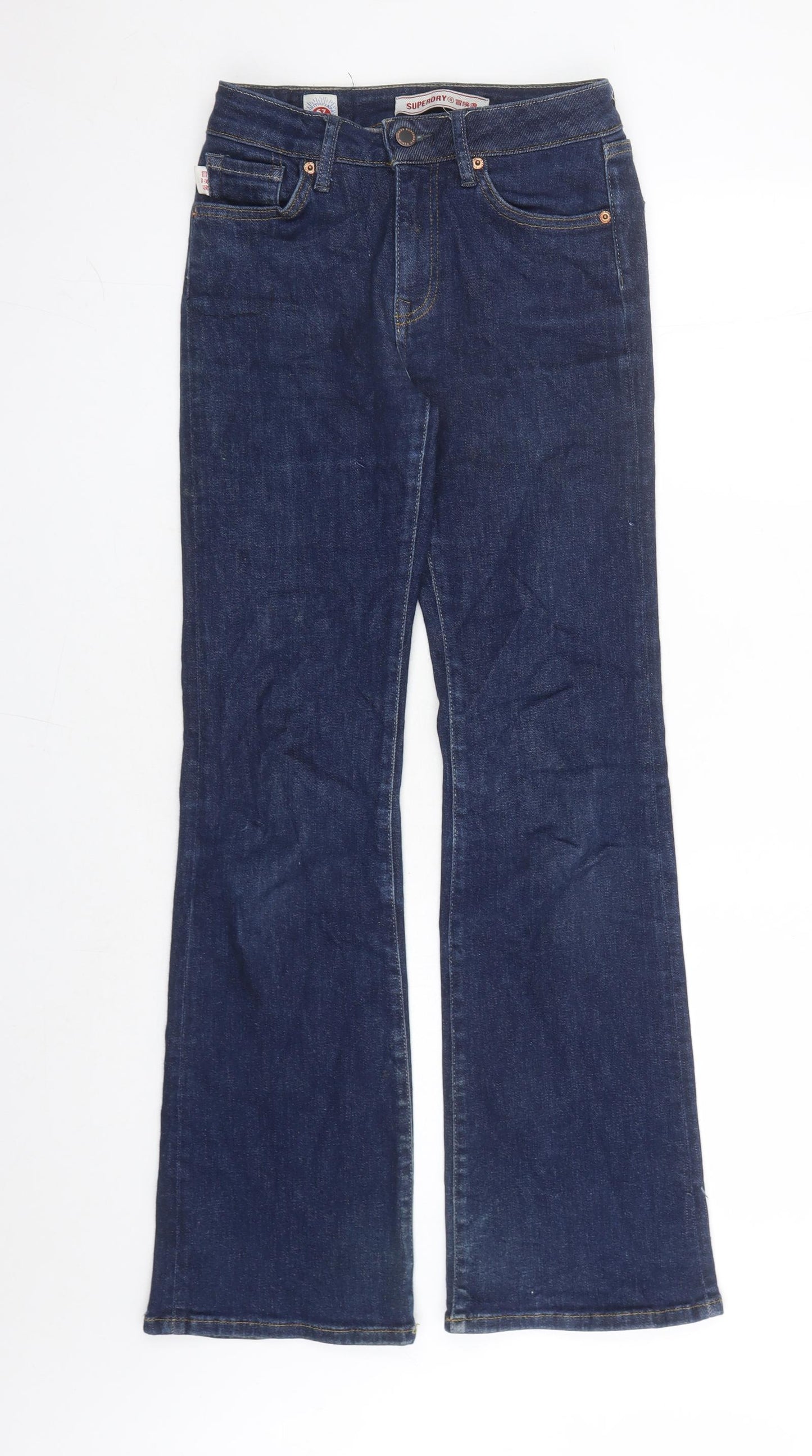 Superdry Womens Blue Cotton Bootcut Jeans Size 28 in L31 in Regular Zip
