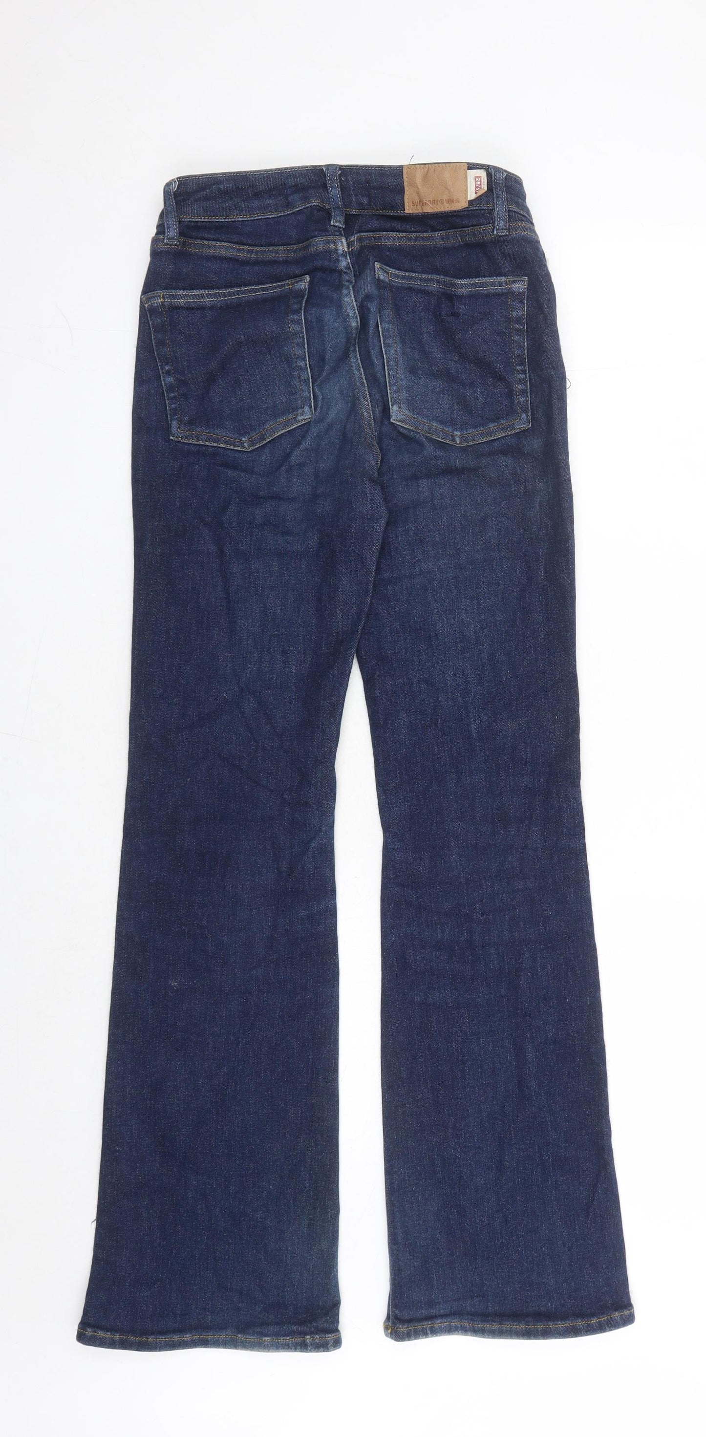 Superdry Womens Blue Cotton Bootcut Jeans Size 28 in L31 in Regular Zip
