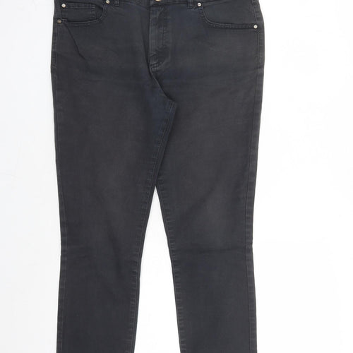 Mint Velvet Womens Black Cotton Cropped Jeans Size 14 L24 in Regular Zip
