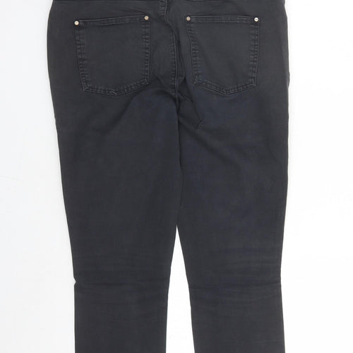 Mint Velvet Womens Black Cotton Cropped Jeans Size 14 L24 in Regular Zip