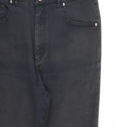 Mint Velvet Womens Black Cotton Cropped Jeans Size 14 L24 in Regular Zip