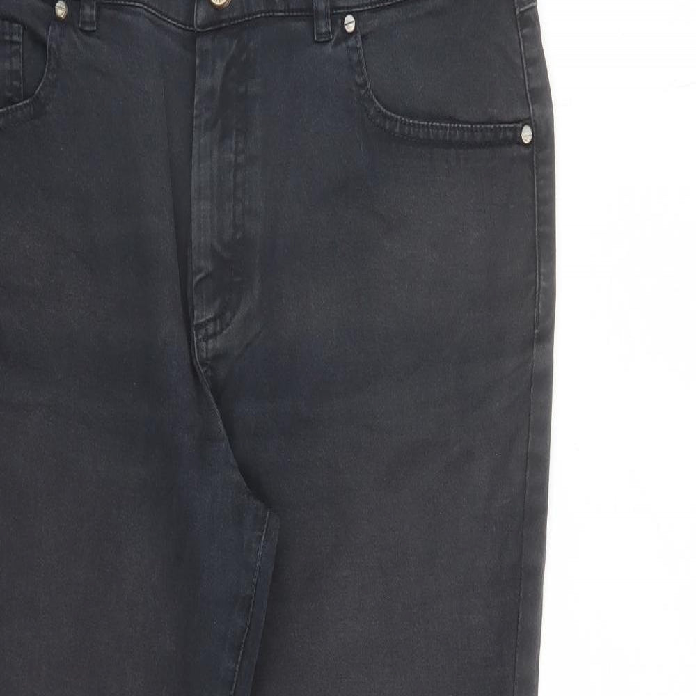 Mint Velvet Womens Black Cotton Cropped Jeans Size 14 L24 in Regular Zip