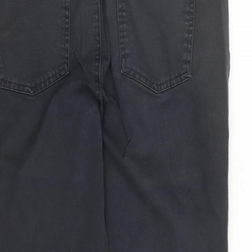 Mint Velvet Womens Black Cotton Cropped Jeans Size 14 L24 in Regular Zip