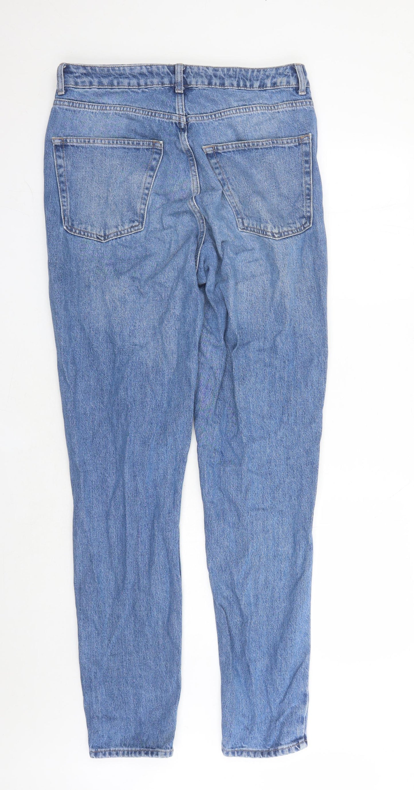 Topshop Mens Blue Cotton Straight Jeans Size 32 in L31 in Regular Zip