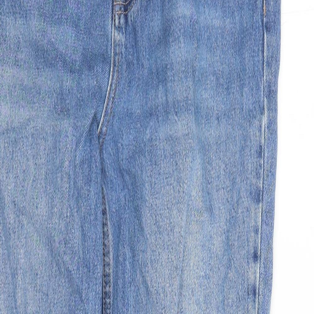 Topshop Mens Blue Cotton Straight Jeans Size 32 in L31 in Regular Zip