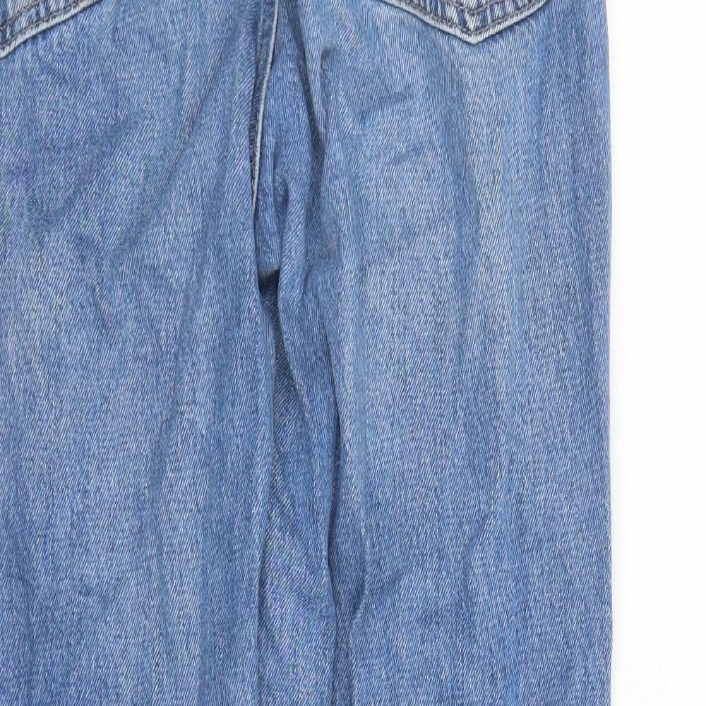 Topshop Mens Blue Cotton Straight Jeans Size 32 in L31 in Regular Zip