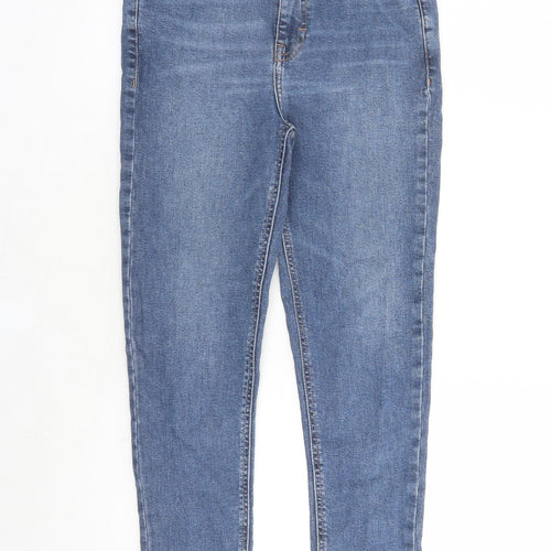 Topshop Womens Blue Cotton Straight Jeans Size 28 in L25 in Regular Zip