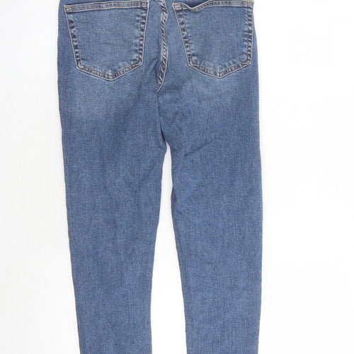 Topshop Womens Blue Cotton Straight Jeans Size 28 in L25 in Regular Zip