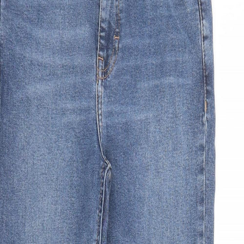 Topshop Womens Blue Cotton Straight Jeans Size 28 in L25 in Regular Zip