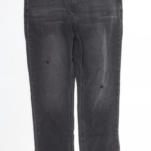 NEXT Womens Black Cotton Straight Jeans Size 12 L27 in Regular Zip