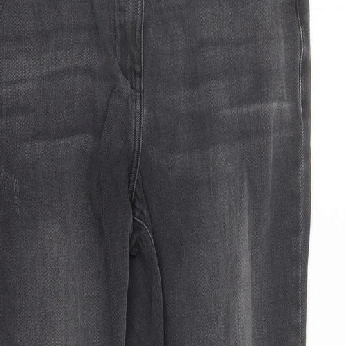 NEXT Womens Black Cotton Straight Jeans Size 12 L27 in Regular Zip