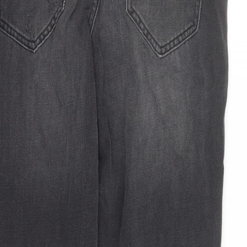 NEXT Womens Black Cotton Straight Jeans Size 12 L27 in Regular Zip