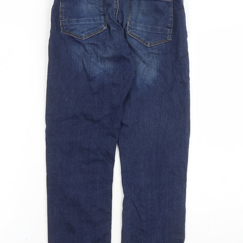 NEXT Boys Blue Cotton Straight Jeans Size 11 Years L23 in Regular Zip - Elasticated Waist Waist Size 20 Inches Inside Leg 15 Inches