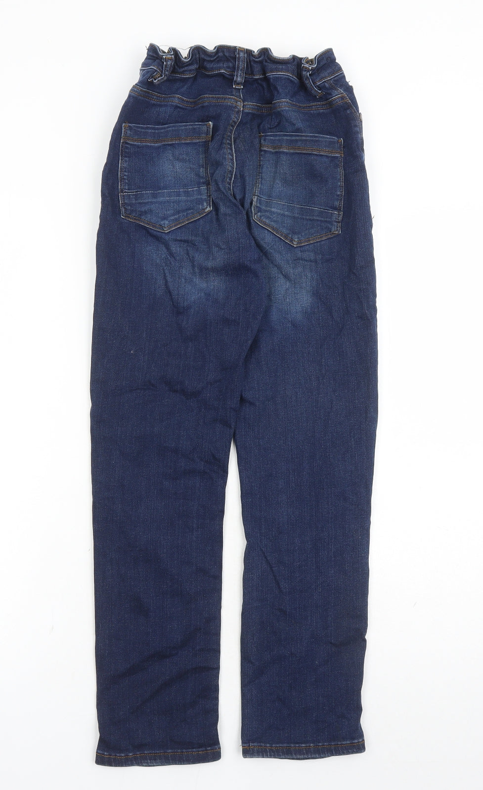 NEXT Boys Blue Cotton Straight Jeans Size 11 Years L23 in Regular Zip - Elasticated Waist Waist Size 20 Inches Inside Leg 15 Inches