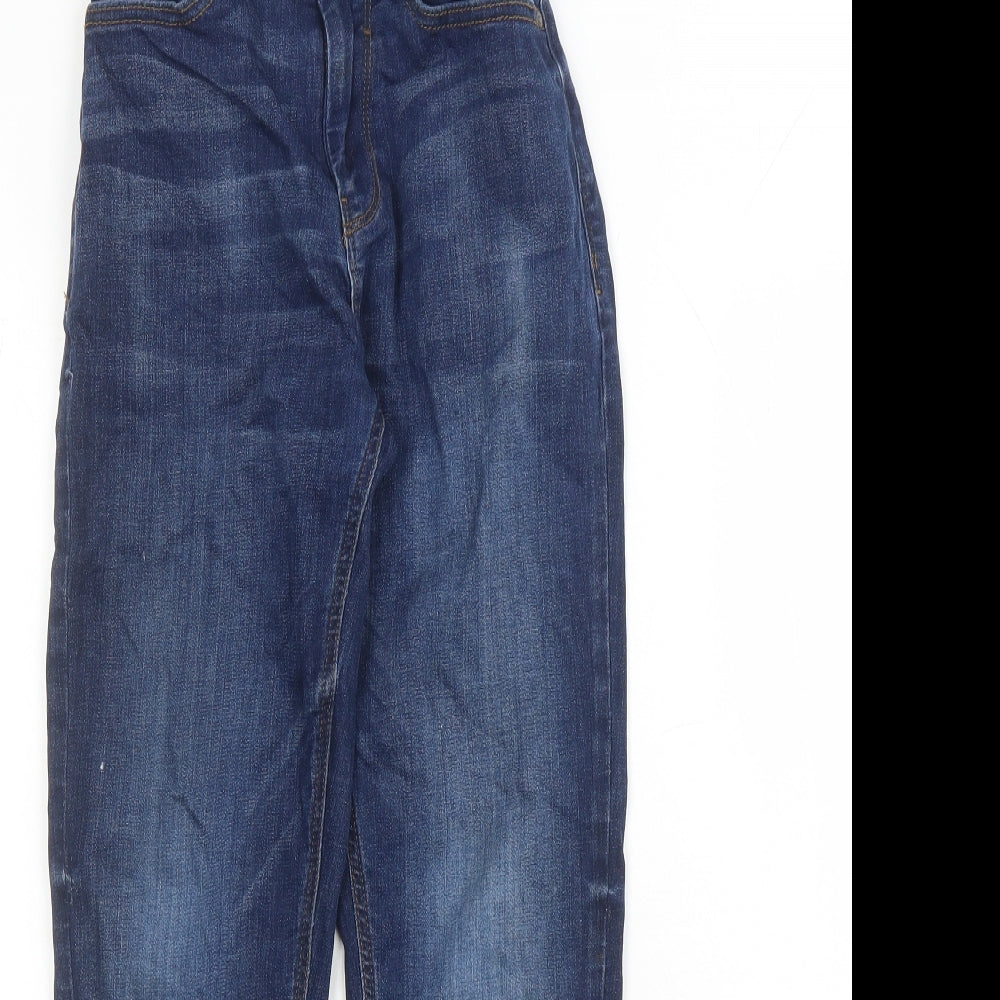 NEXT Boys Blue Cotton Straight Jeans Size 11 Years L23 in Regular Zip - Elasticated Waist Waist Size 20 Inches Inside Leg 15 Inches