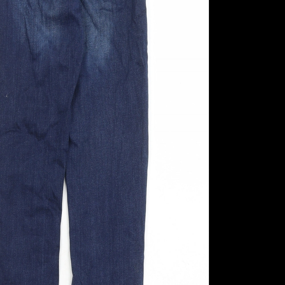 NEXT Boys Blue Cotton Straight Jeans Size 11 Years L23 in Regular Zip - Elasticated Waist Waist Size 20 Inches Inside Leg 15 Inches