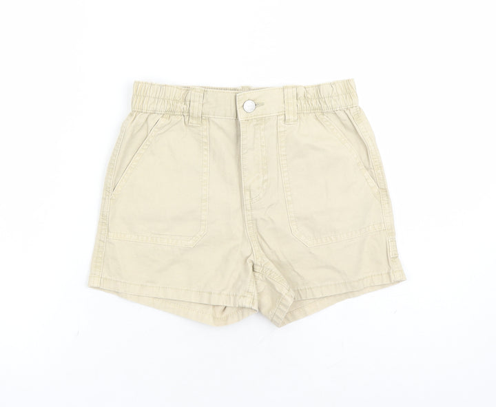 Marks and Spencer Boys Beige Cotton Bermuda Shorts Size 10-11 Years Regular Zip - Elasticated Waist