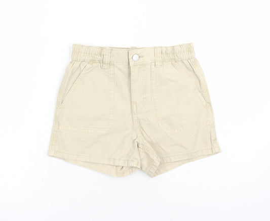 Marks and Spencer Boys Beige Cotton Bermuda Shorts Size 10-11 Years Regular Zip - Elasticated Waist