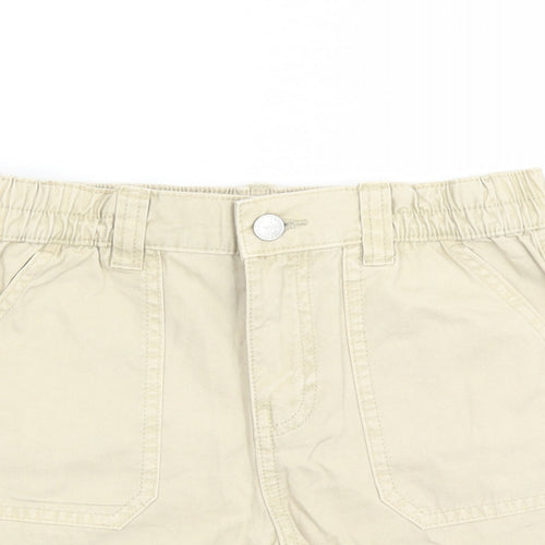 Marks and Spencer Boys Beige Cotton Bermuda Shorts Size 10-11 Years Regular Zip - Elasticated Waist