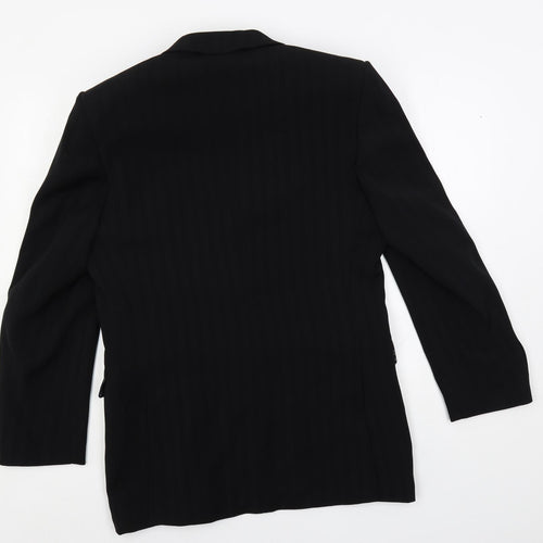 Denis Hope Mens Black Striped Polyester Jacket Suit Jacket Size 38 Regular