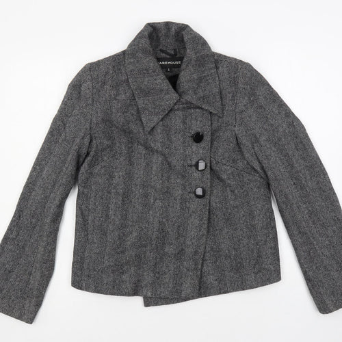 Warehouse Womens Grey Herringbone Jacket Size 8 Button