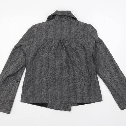 Warehouse Womens Grey Herringbone Jacket Size 8 Button