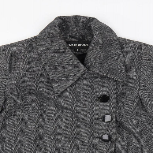 Warehouse Womens Grey Herringbone Jacket Size 8 Button
