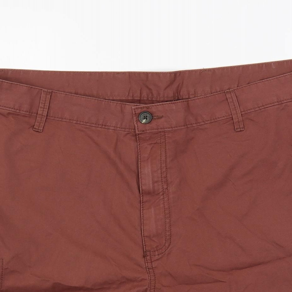 Marks and Spencer Mens Brown Cotton Cargo Shorts Size 42 in L10 in Regular Zip