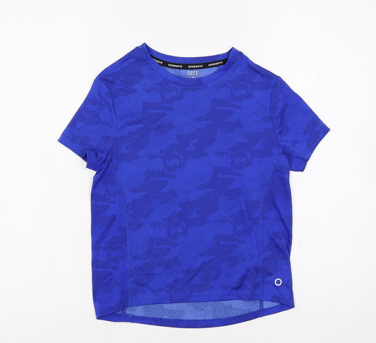 GOODMOVE Boys Blue Camouflage Polyester Pullover T-Shirt Size 7-8 Years Crew Neck Pullover